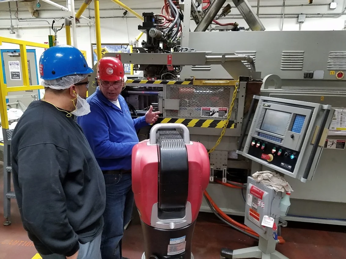 Laser tracker foundation survey beneath a blow molding machine